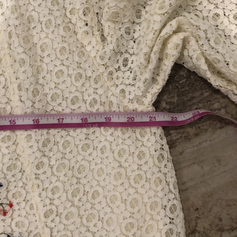 Umgee Lace Embroidered Floral Top Tunic Blouse Ivory XL - Picture 8 of 12